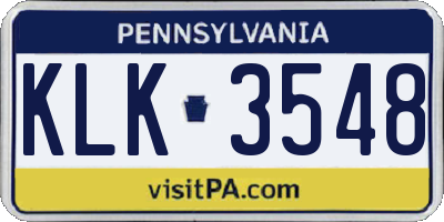 PA license plate KLK3548