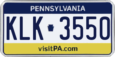 PA license plate KLK3550