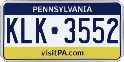 PA license plate KLK3552