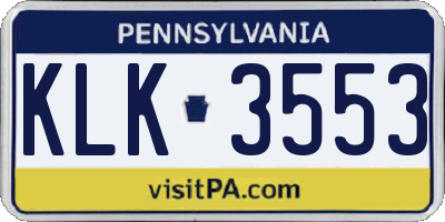PA license plate KLK3553