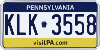 PA license plate KLK3558