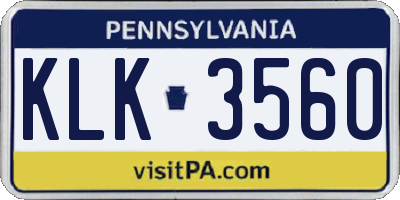 PA license plate KLK3560