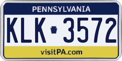 PA license plate KLK3572