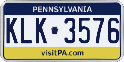 PA license plate KLK3576