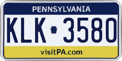 PA license plate KLK3580