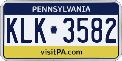 PA license plate KLK3582