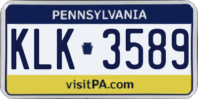PA license plate KLK3589