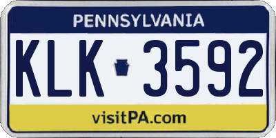 PA license plate KLK3592