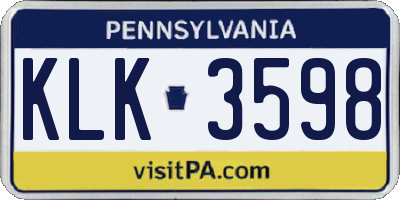 PA license plate KLK3598