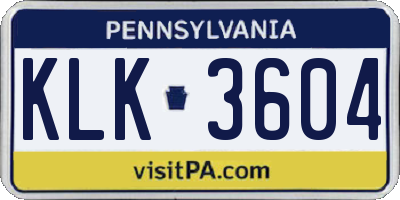 PA license plate KLK3604