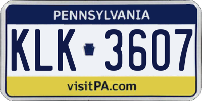 PA license plate KLK3607