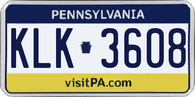 PA license plate KLK3608