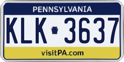 PA license plate KLK3637