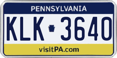 PA license plate KLK3640