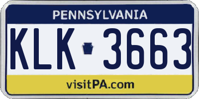 PA license plate KLK3663