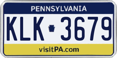 PA license plate KLK3679