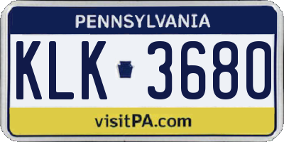 PA license plate KLK3680