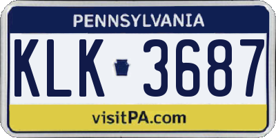PA license plate KLK3687