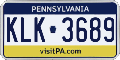 PA license plate KLK3689