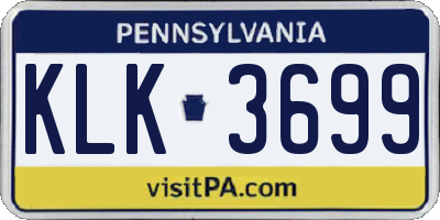 PA license plate KLK3699
