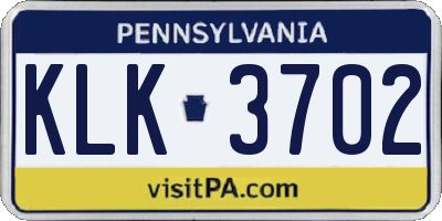 PA license plate KLK3702