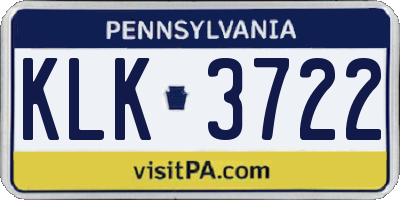 PA license plate KLK3722