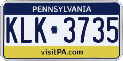 PA license plate KLK3735