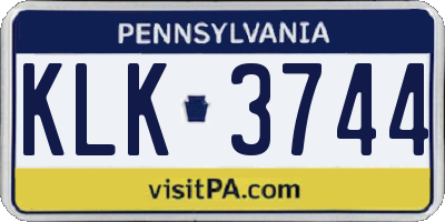 PA license plate KLK3744