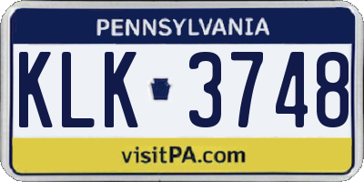 PA license plate KLK3748