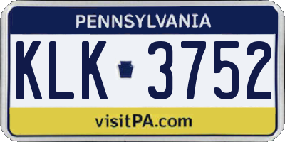 PA license plate KLK3752