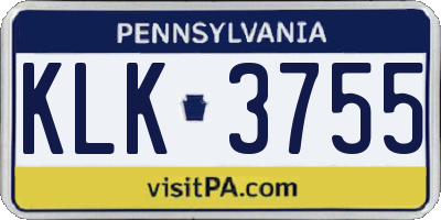 PA license plate KLK3755