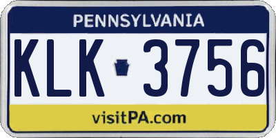 PA license plate KLK3756