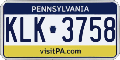 PA license plate KLK3758