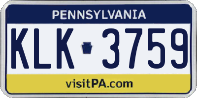 PA license plate KLK3759
