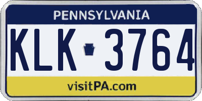 PA license plate KLK3764