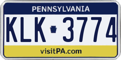PA license plate KLK3774