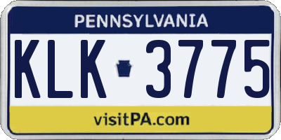 PA license plate KLK3775