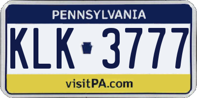 PA license plate KLK3777