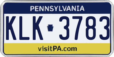 PA license plate KLK3783