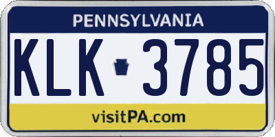 PA license plate KLK3785