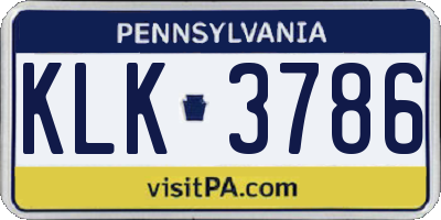 PA license plate KLK3786