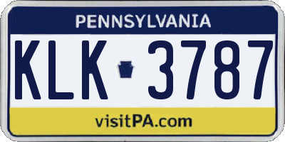 PA license plate KLK3787
