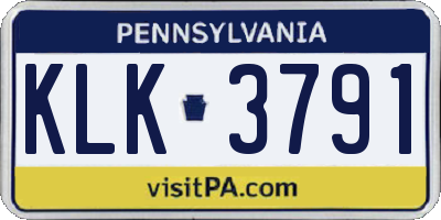 PA license plate KLK3791