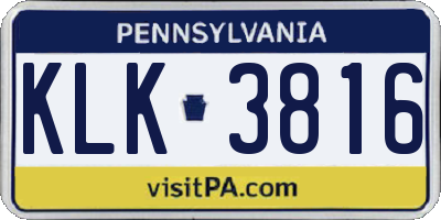 PA license plate KLK3816