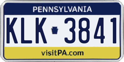 PA license plate KLK3841