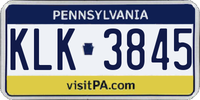 PA license plate KLK3845