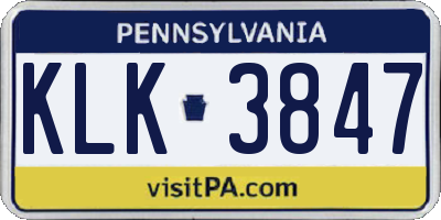 PA license plate KLK3847