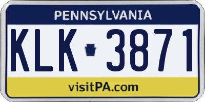 PA license plate KLK3871