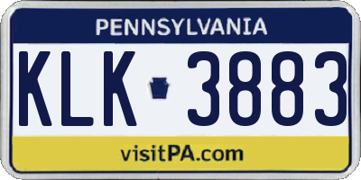 PA license plate KLK3883
