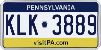PA license plate KLK3889